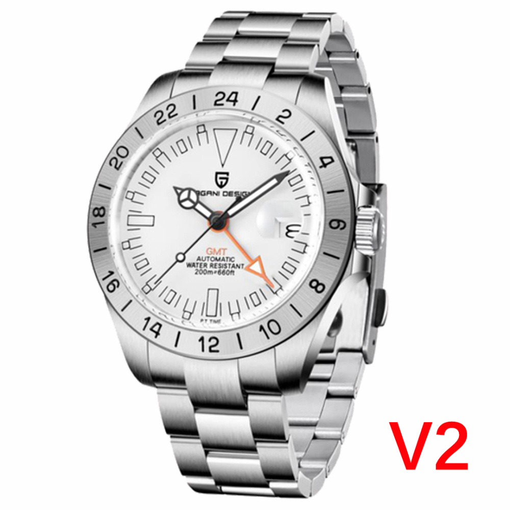 PAGANI DESIGN PD1693 V2 Men's Watches Explorer GMT Automatic Mechanical Wrist Watches for Men Stainless Steel Bracelet 200M Waterproof