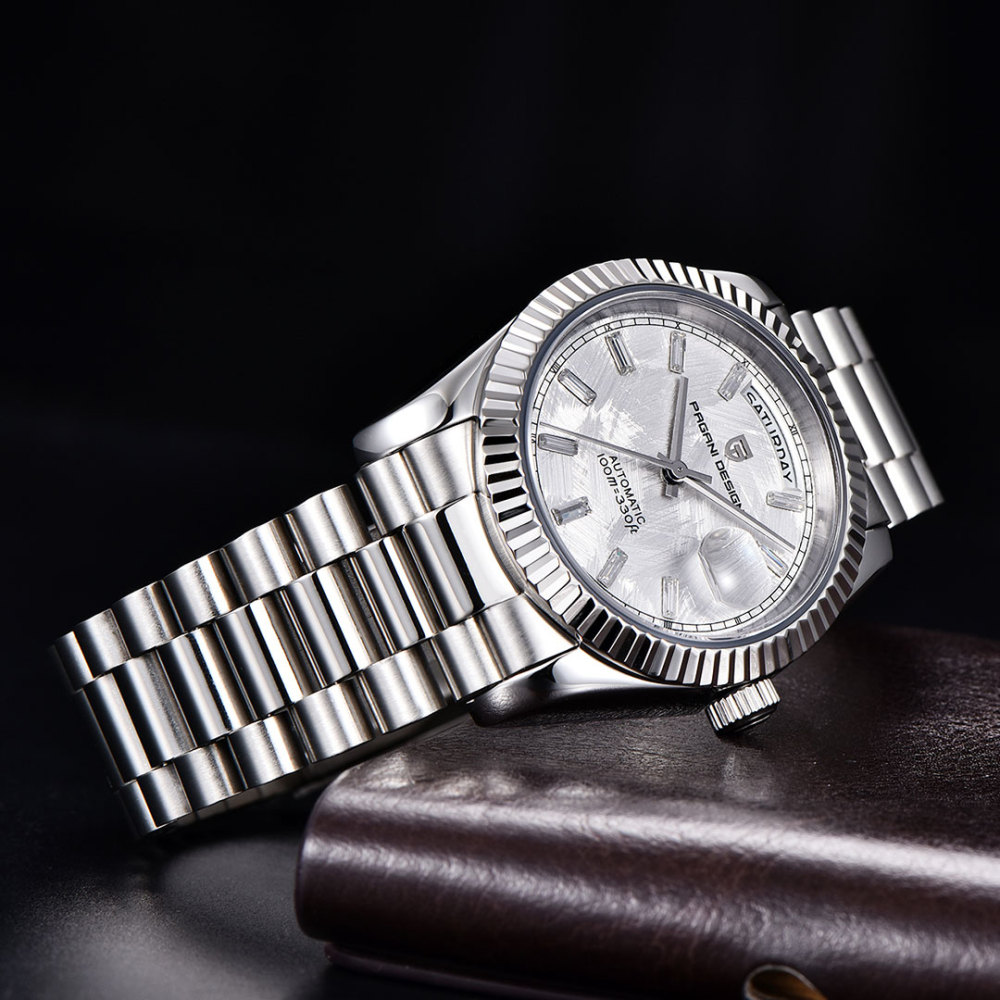 PAGANI DESIGN Men's Automatic Watches, PD1752 Mechanical Stainless Steel Luxury 36mm Wrist Watch for Men 100M Waterproof AR Coating