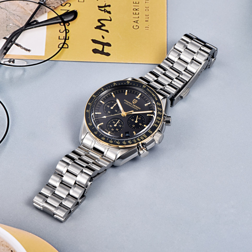 PAGANI DESIGN PD-1701 Men's Quartz Watches 40mm New Release full Stainless Steel Waterproof Sports Chronograph Wrist Watch for Men Sapphire Dial Glass