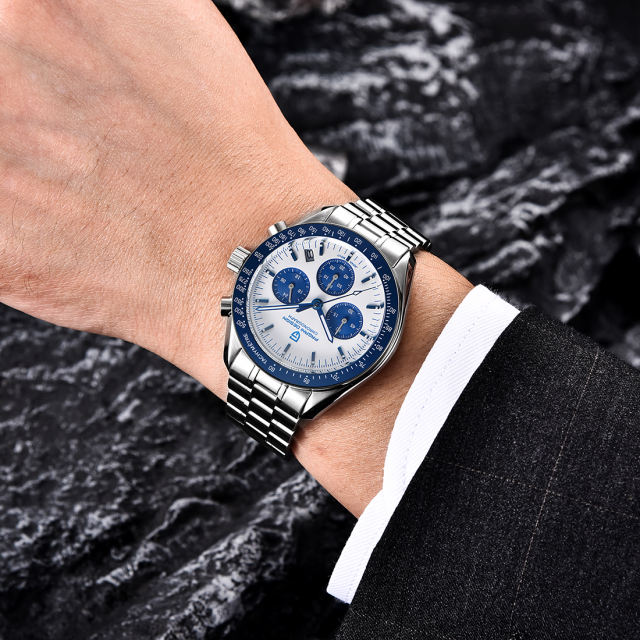 PAGANI DESIGN PD1701 Men's Quartz Watches 40mm New Release full Stainless Steel Waterproof Sports Chronograph Wrist Watch for Men Sapphire Dial Glass