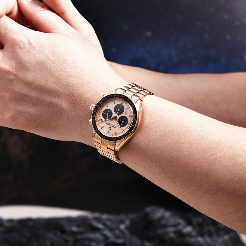 PAGANI DESIGN PD-1701 Men's Quartz Watches 40mm New Release full Stainless Steel Waterproof Sports Chronograph Wrist Watch for Men Sapphire Dial Glass