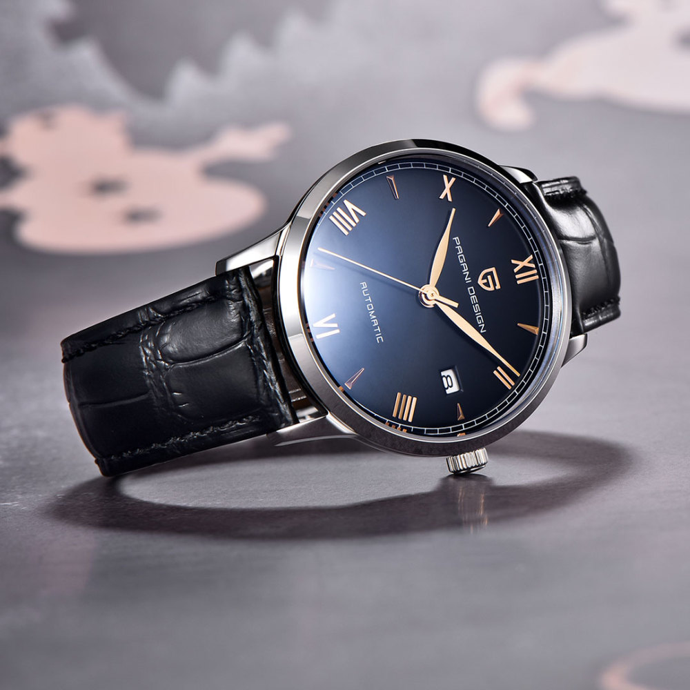 PAGANI DESIGN PD1759 Business Men's Automatic Watches 40mm Leather Watchband Causal Mechanical Wrist Watch for Men Synthetic Sapphire Dial Glass