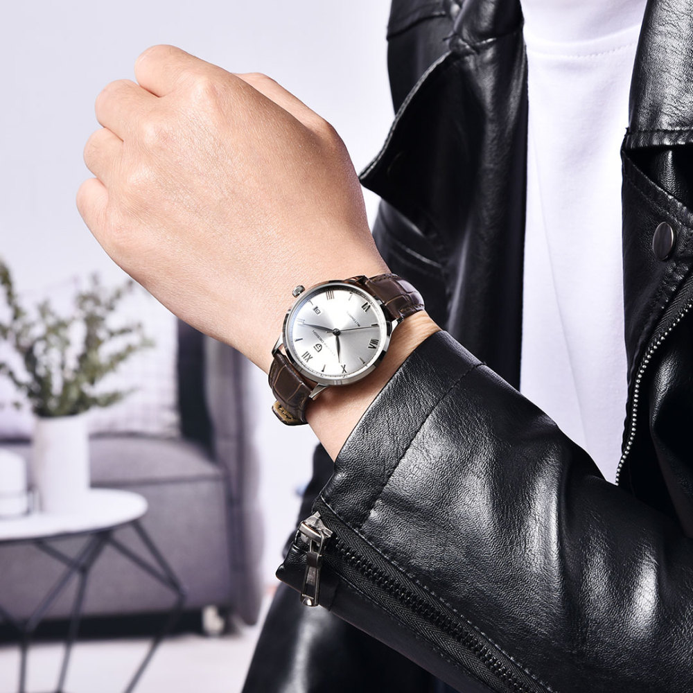 PAGANI DESIGN PD-1759 Business Men's Automatic Watches 40mm Leather Watchband Causal Mechanical Wrist Watch for Men Synthetic Sapphire Dial Glass