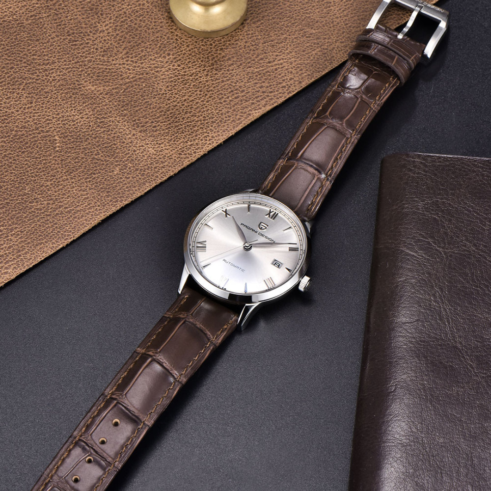 PAGANI DESIGN PD-1759 Business Men's Automatic Watches 40mm Leather Watchband Causal Mechanical Wrist Watch for Men Synthetic Sapphire Dial Glass