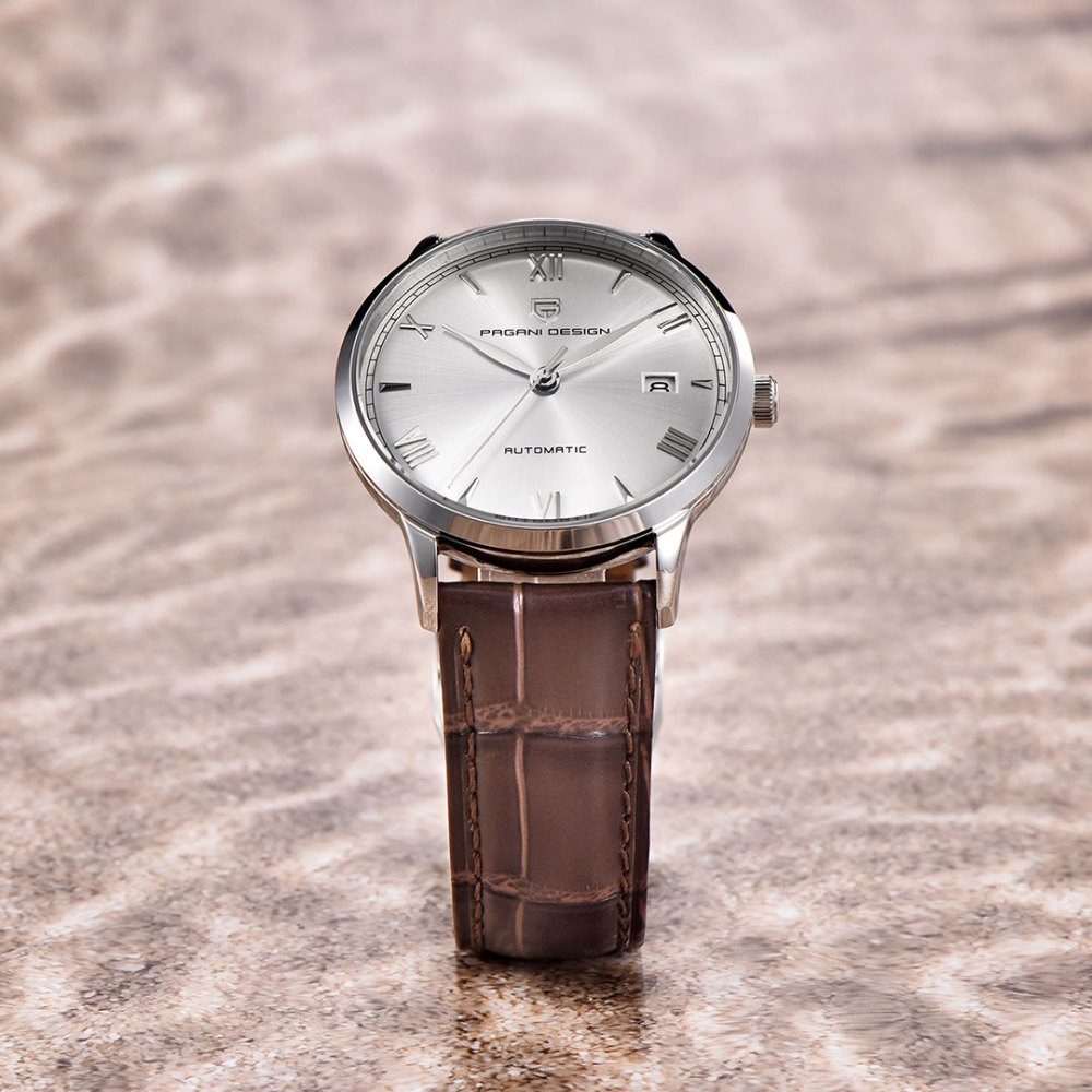 PAGANI DESIGN PD-1759 Business Men's Automatic Watches 40mm Leather Watchband Causal Mechanical Wrist Watch for Men Synthetic Sapphire Dial Glass