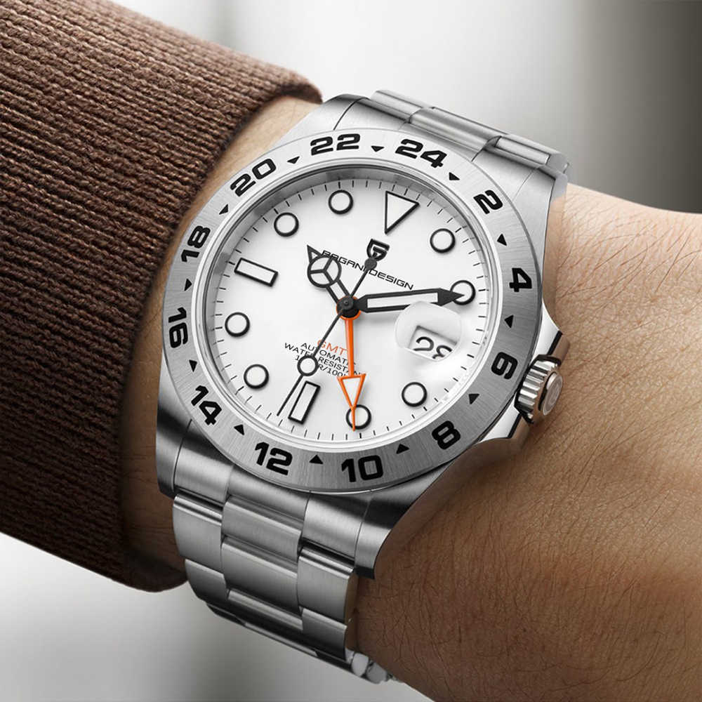 PAGANI DESIGN PD1762 Men's Automatic Watches 40mm Stainless Steel 100M Waterproof Wrist Watches with NH34 GMT Mechanical Movement