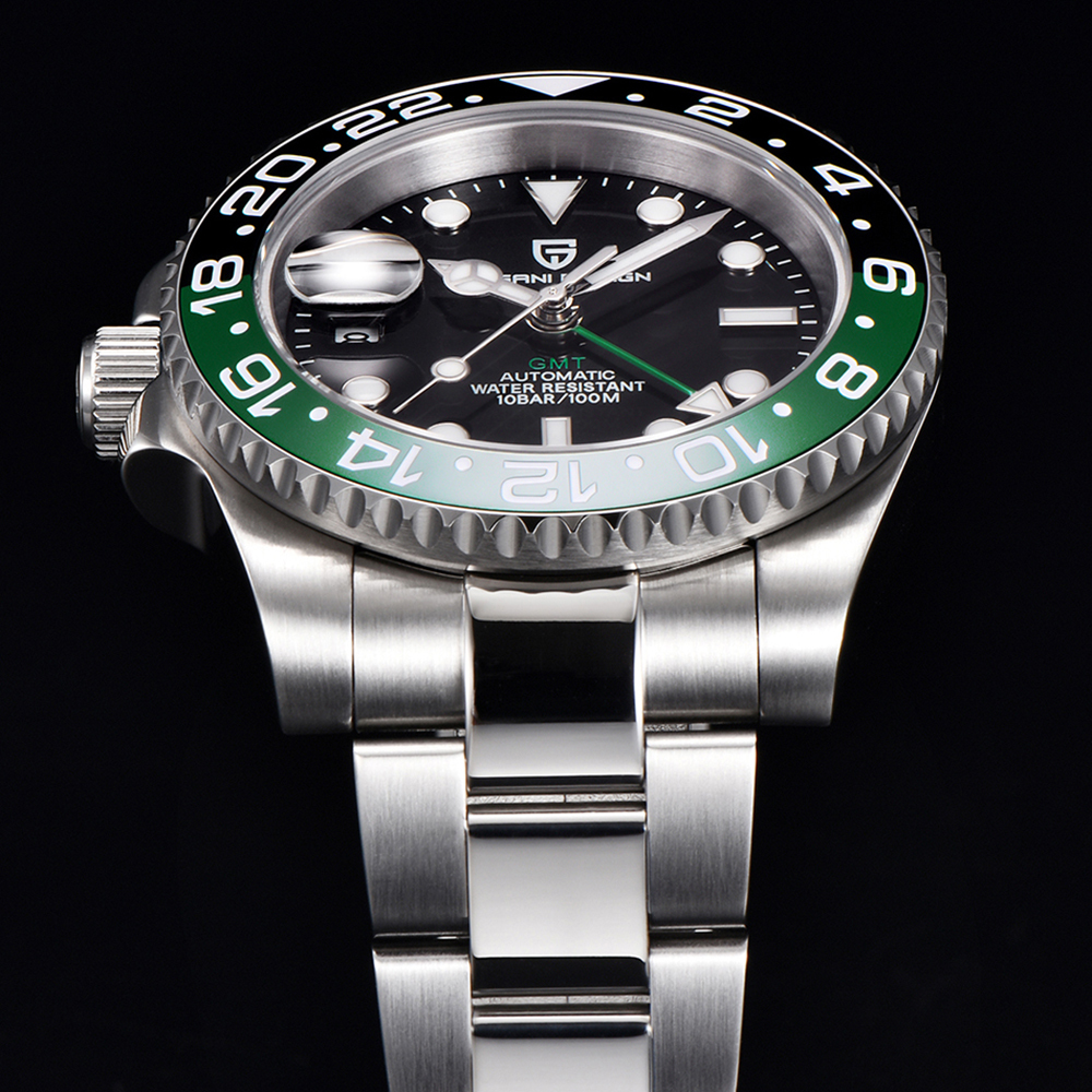 PAGANI DESIGN PD-1662 Men's Watches Automatic GMT Mechanical Stainless Steel Waterproof Wrist Watch for Men Jubilee Bracelet Sapphire Glass