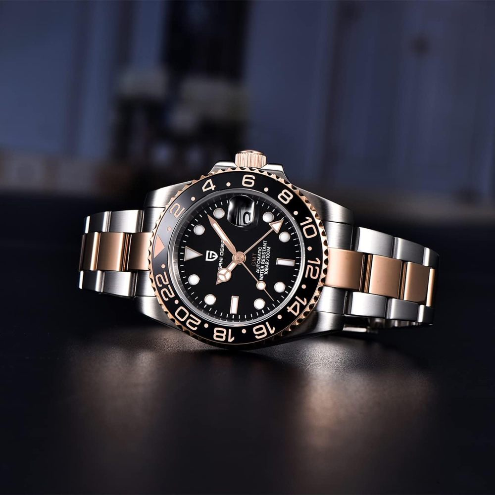 PAGANI DESIGN PD-1662 Men's Watches Automatic GMT Mechanical Stainless Steel Waterproof Wrist Watch for Men Jubilee Bracelet Sapphire Glass