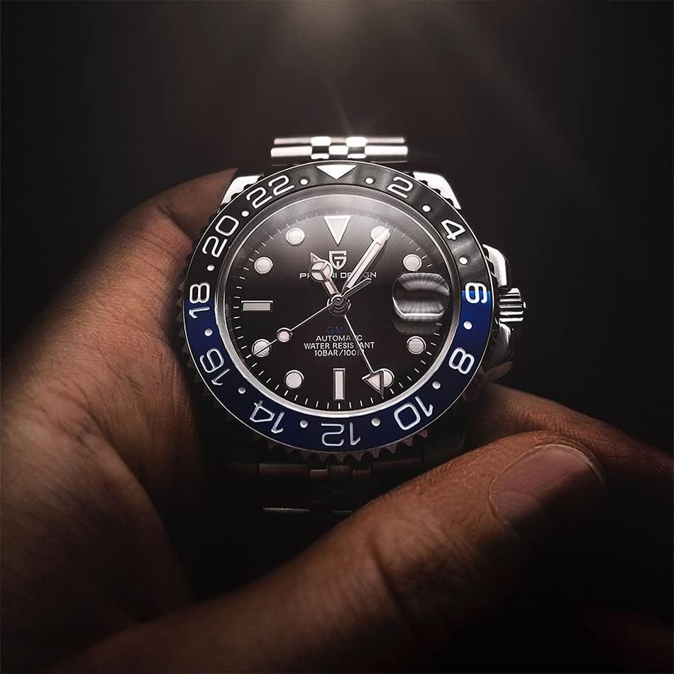 PAGANI DESIGN PD-1662 Men's Watches Automatic GMT Mechanical Stainless Steel Waterproof Wrist Watch for Men Jubilee Bracelet Sapphire Glass