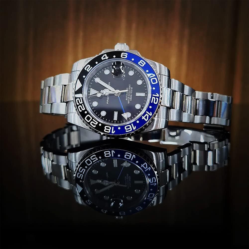 PAGANI DESIGN PD-1662 Men's Watches Automatic GMT Mechanical Stainless Steel Waterproof Wrist Watch for Men Jubilee Bracelet Sapphire Glass