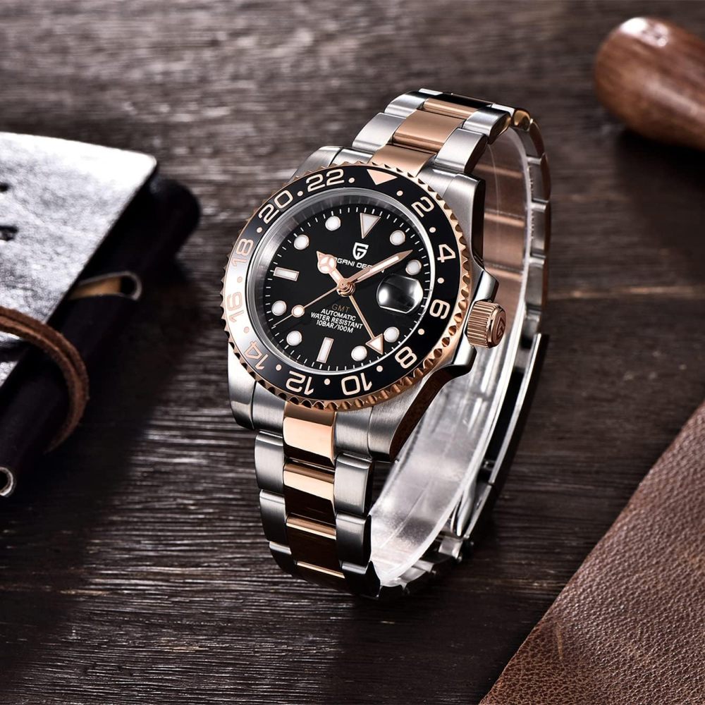 PAGANI DESIGN PD-1662 Men's Watches Automatic GMT Mechanical Stainless Steel Waterproof Wrist Watch for Men Jubilee Bracelet Sapphire Glass