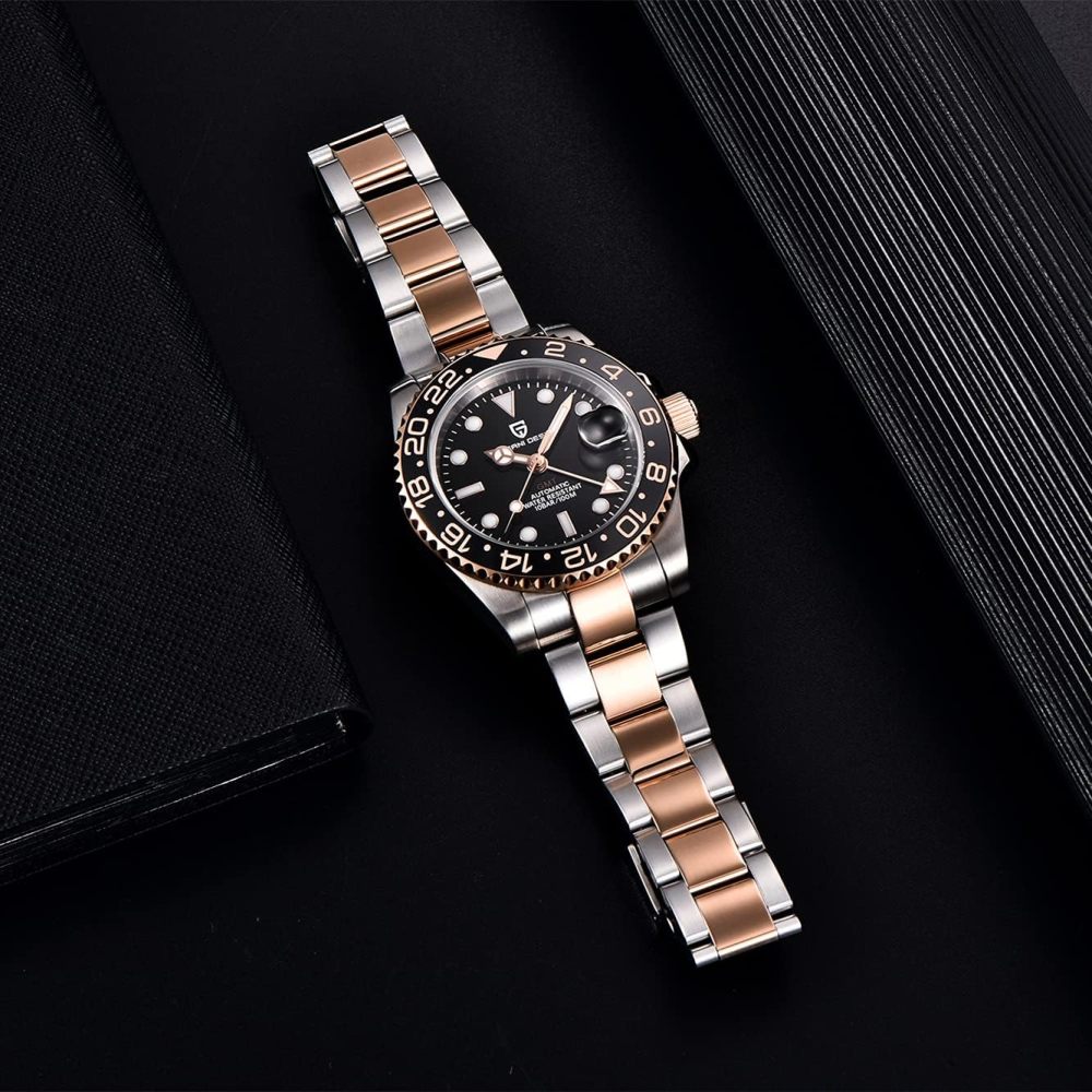PAGANI DESIGN PD-1662 Men's Watches Automatic GMT Mechanical Stainless Steel Waterproof Wrist Watch for Men Jubilee Bracelet Sapphire Glass