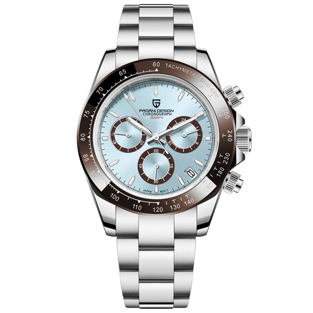 PAGANI DESIGN PD-1644 New Men's Quartz Watches Chronograph Sports Wrist Watch with VK63 Movement Sapphire Ceramic Bezel Waterproof Stainless Steel Strap