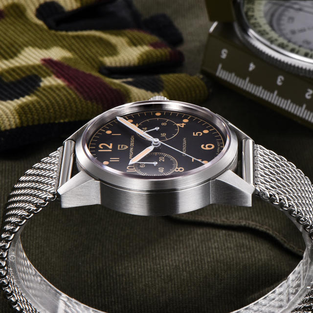 PAGANI DESIGN PD1708 Men's Quartz Watches 38mm Stainless Steel Chronograph Waterproof Wrist Watch for Men Japan Movement, Mesh Watchband
