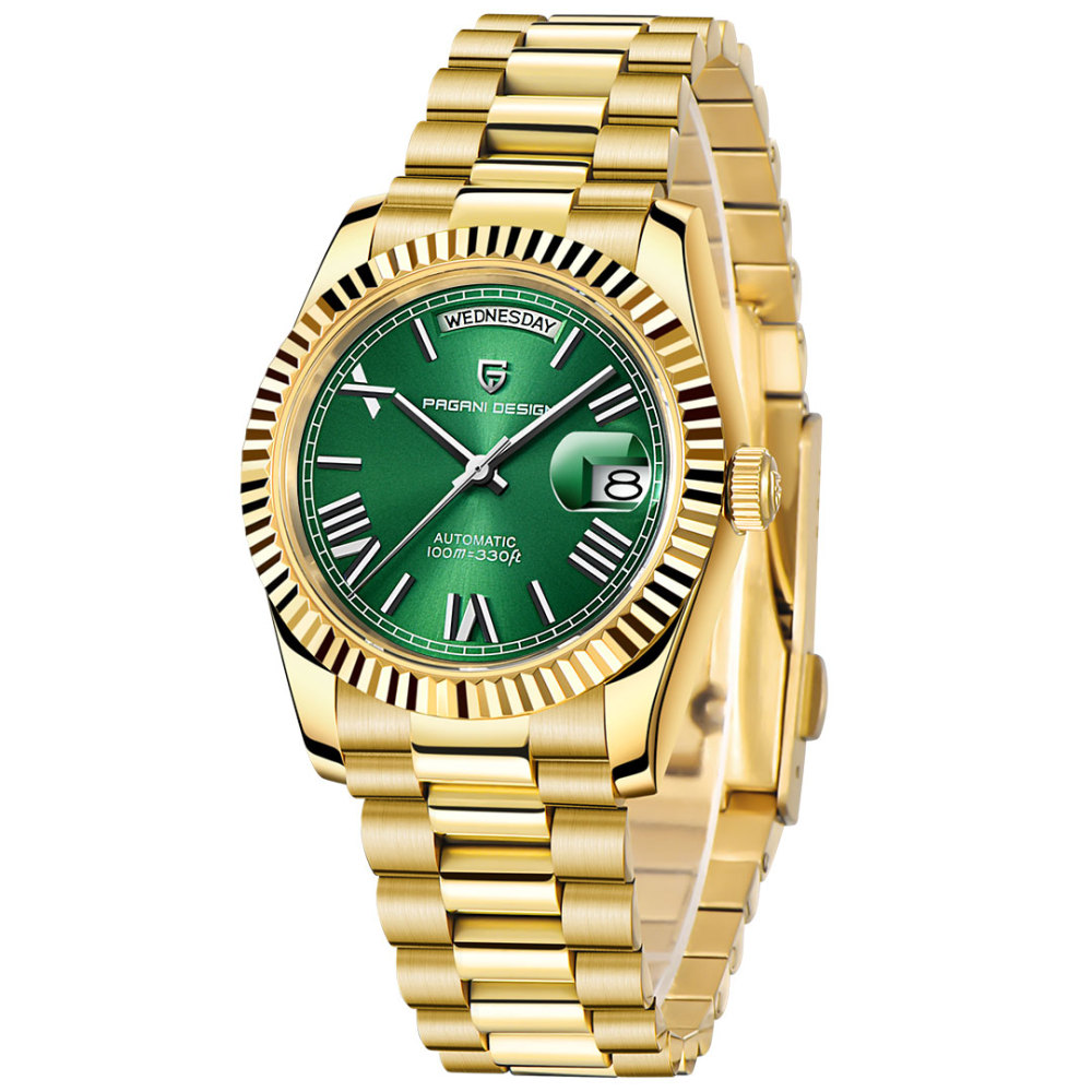 PAGANI DESIGN Men's Automatic Watches, PD-1752 Mechanical Stainless Steel Luxury 36mm Wrist Watch for Men 100M Waterproof AR Coating