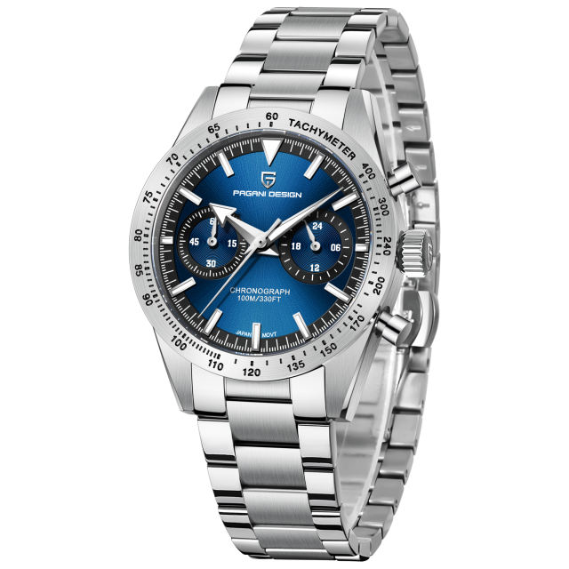 PAGANI DESIGN PD1766 Men's Chronograph Quartz Watches 40mm Stainless Steel Waterproof Sports Wrist Watch for Men