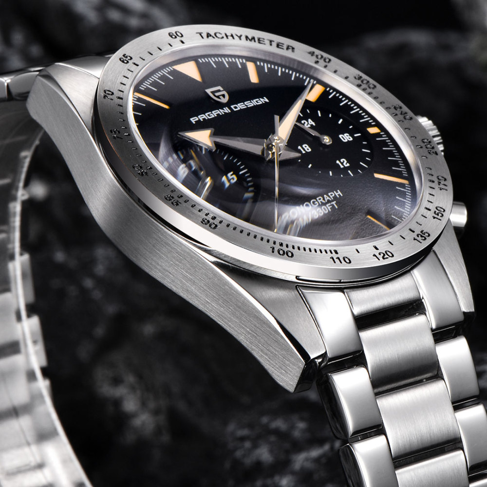 PAGANI DESIGN PD1766 Men's Chronograph Quartz Watches 40mm Stainless Steel Waterproof Sports Wrist Watch for Men