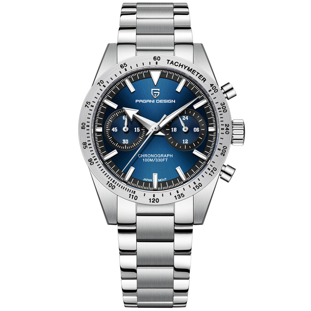 PAGANI DESIGN PD1766 Men's Chronograph Quartz Watches 40mm Stainless Steel Waterproof Sports Wrist Watch for Men