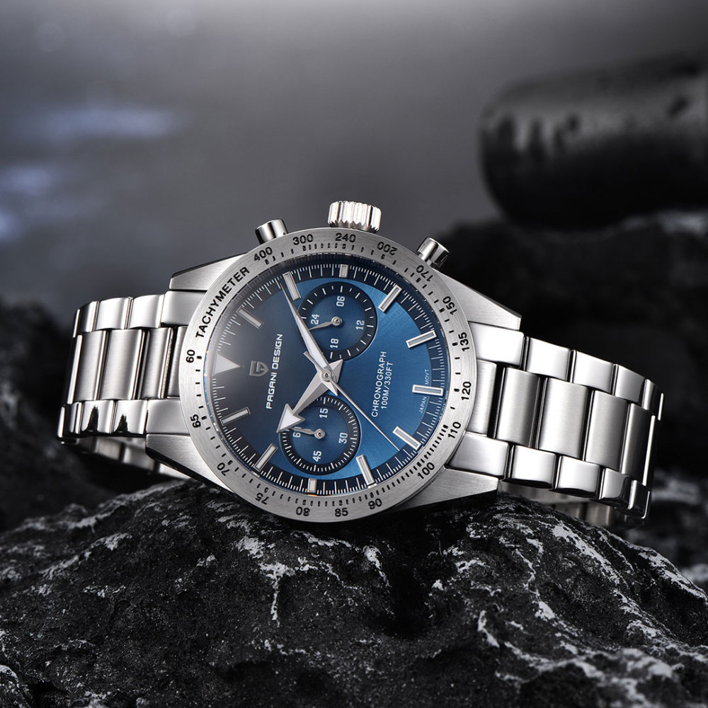PAGANI DESIGN PD1766 Men's Chronograph Quartz Watches 40mm Stainless Steel Waterproof Sports Wrist Watch for Men