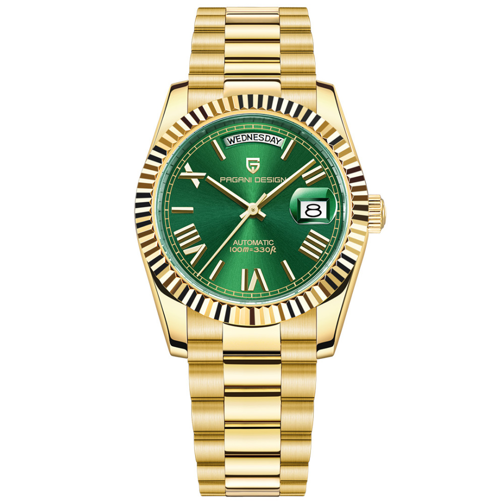 PAGANI DESIGN Men's Automatic Watches, PD-1752 Mechanical Stainless Steel Luxury 36mm Wrist Watch for Men 100M Waterproof AR Coating