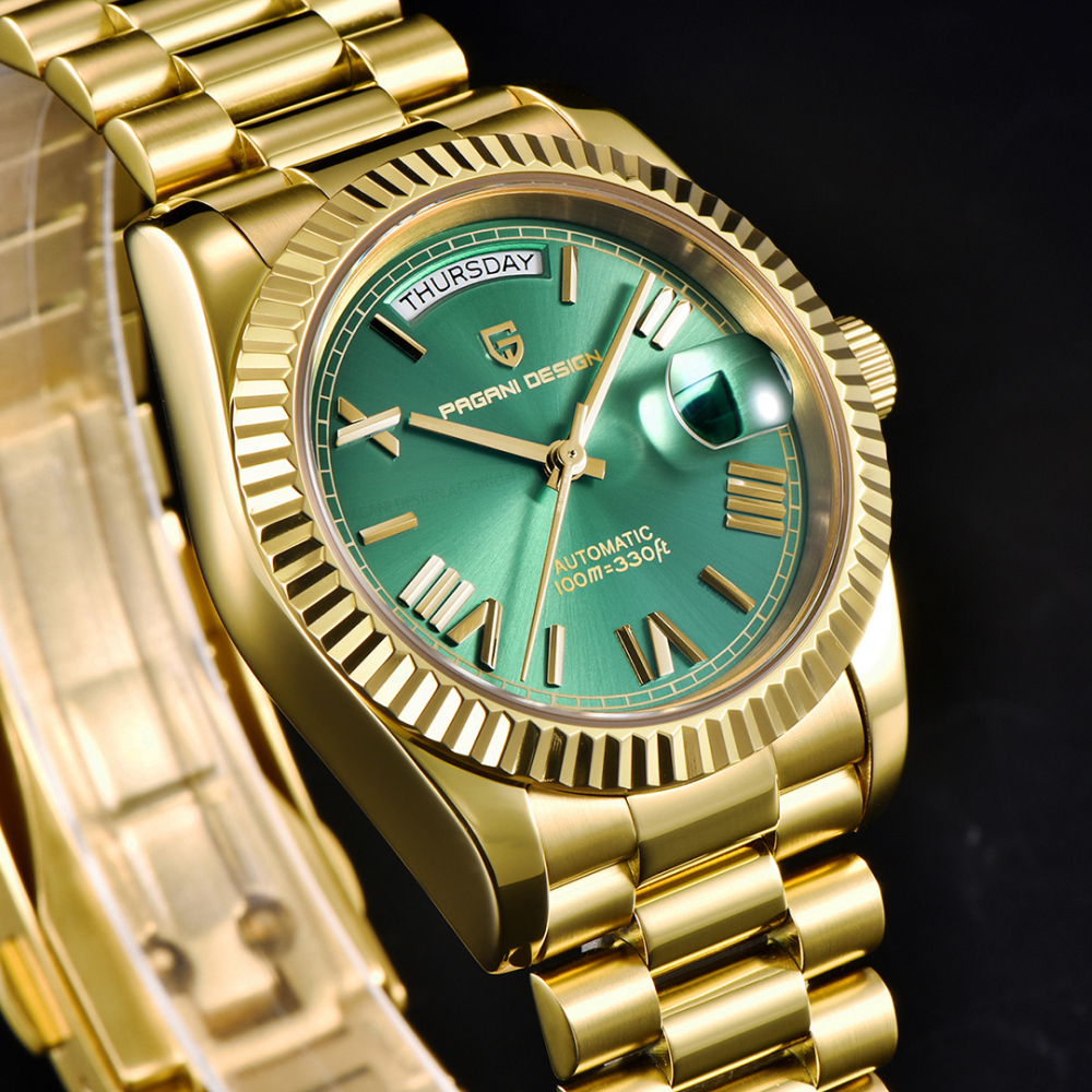 PAGANI DESIGN Men's Automatic Watches, PD-1752 Mechanical Stainless Steel Luxury 36mm Wrist Watch for Men 100M Waterproof AR Coating