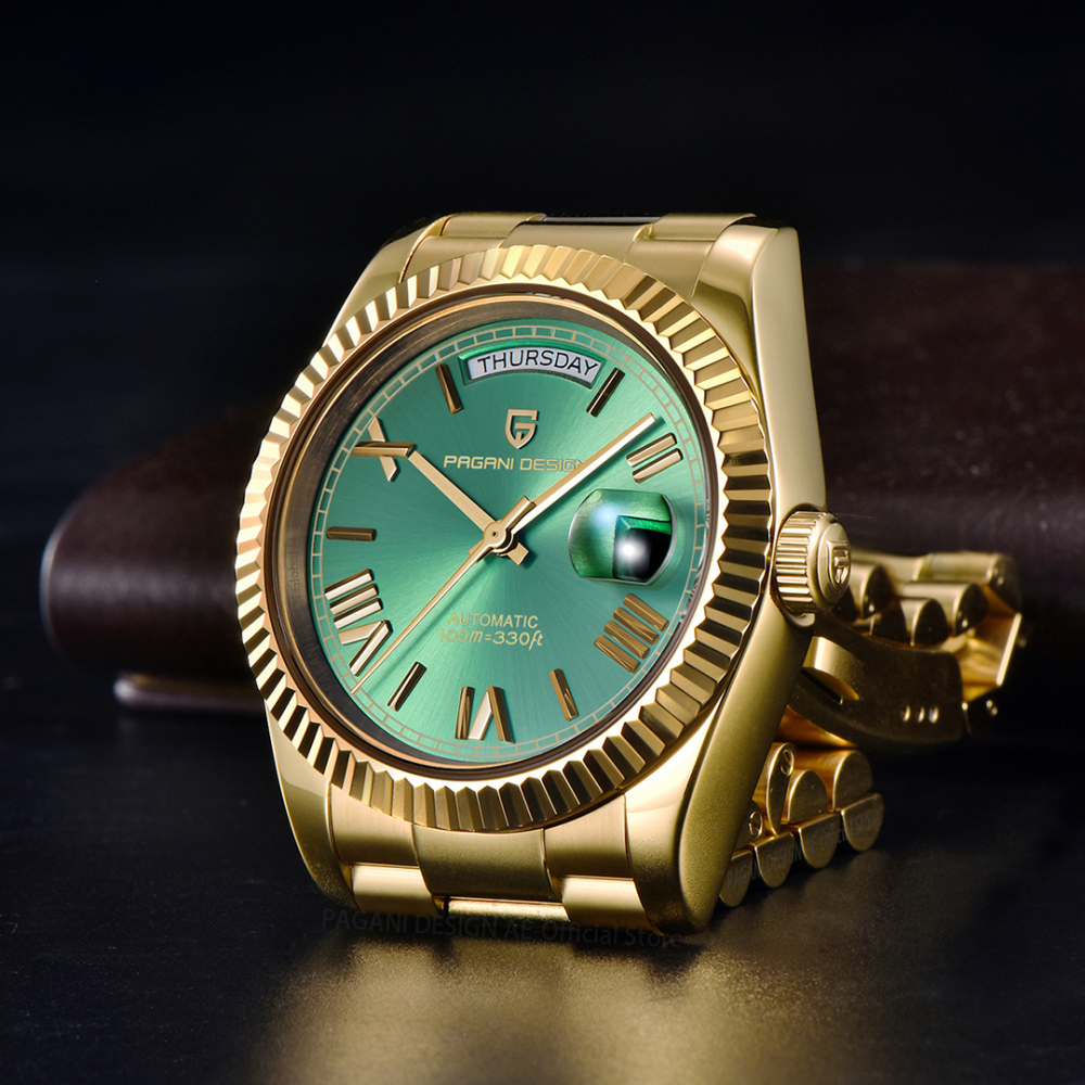 PAGANI DESIGN Men's Automatic Watches, PD-1752 Mechanical Stainless Steel Luxury 36mm Wrist Watch for Men 100M Waterproof AR Coating