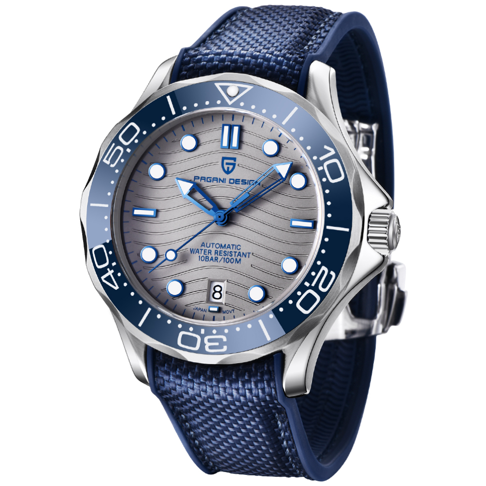 PAGANI DESIGN PD-1685 Men's Automatic Watches Stainless Steel Sports Wrist Watch for Men with Waves NH35A Movement Ceramic Bezel Rubber Strap 1685
