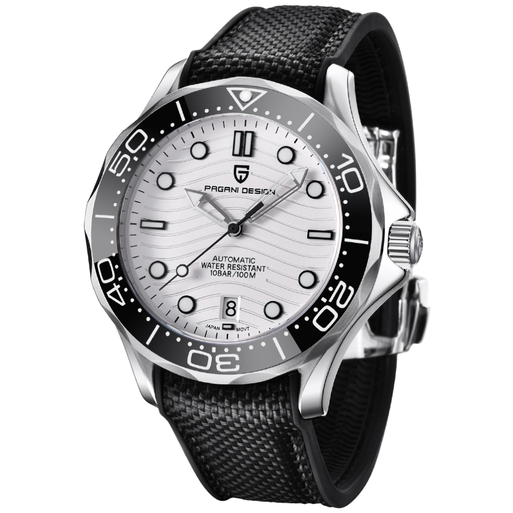 PAGANI DESIGN PD-1685 Men's Automatic Watches Stainless Steel Sports Wrist Watch for Men with Waves NH35A Movement Ceramic Bezel Rubber Strap 1685