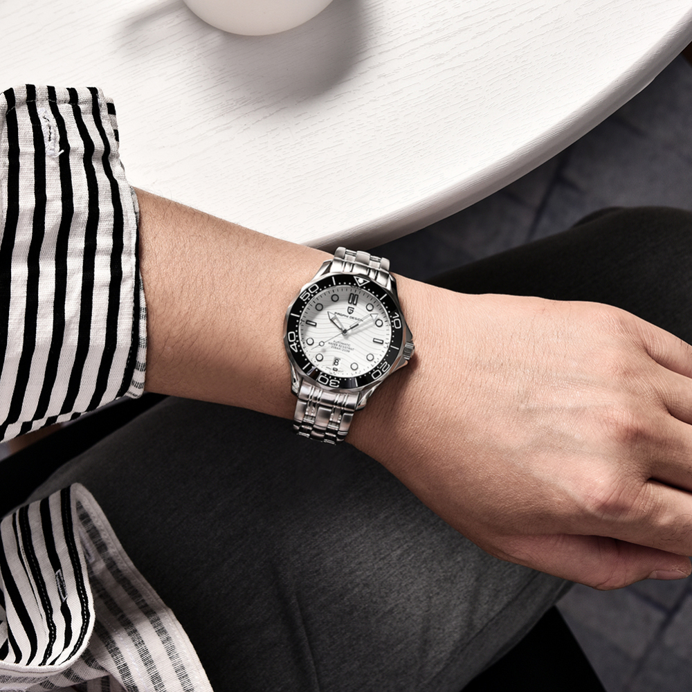 PAGANI DESIGN PD-1685 Men's Automatic Watches Stainless Steel Sports Wrist Watch for Men with Waves NH35A Movement Ceramic Bezel Rubber Strap 1685