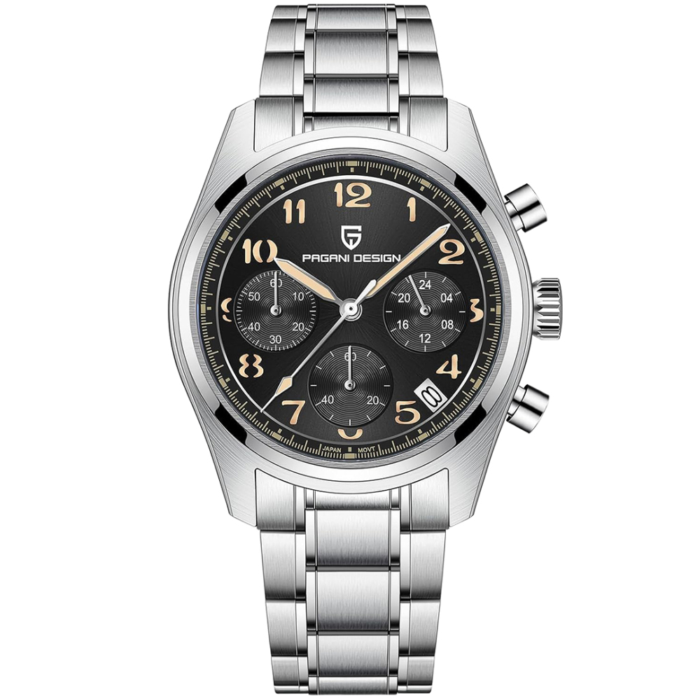 PAGANI DESIGN PD-1773 Men's Chronograph Quartz Watches 38MM Stainless Steel Elegant Sports Wristwatch VK63 Movet AR Sapphire Glass
