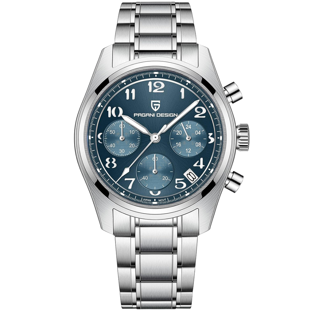 PAGANI DESIGN PD-1773 Men's Chronograph Quartz Watches 38MM Stainless Steel Elegant Sports Wristwatch VK63 Movet AR Sapphire Glass