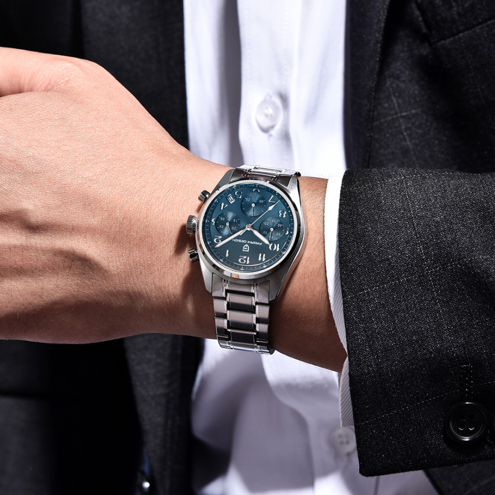 PAGANI DESIGN PD-1773 Men's Chronograph Quartz Watches 38MM Stainless Steel Elegant Sports Wristwatch VK63 Movet AR Sapphire Glass