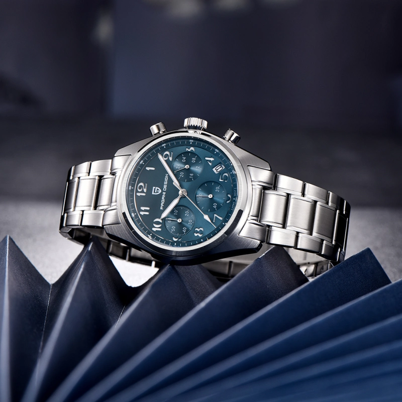 PAGANI DESIGN PD-1773 Men's Chronograph Quartz Watches 38MM Stainless Steel Elegant Sports Wristwatch VK63 Movet AR Sapphire Glass