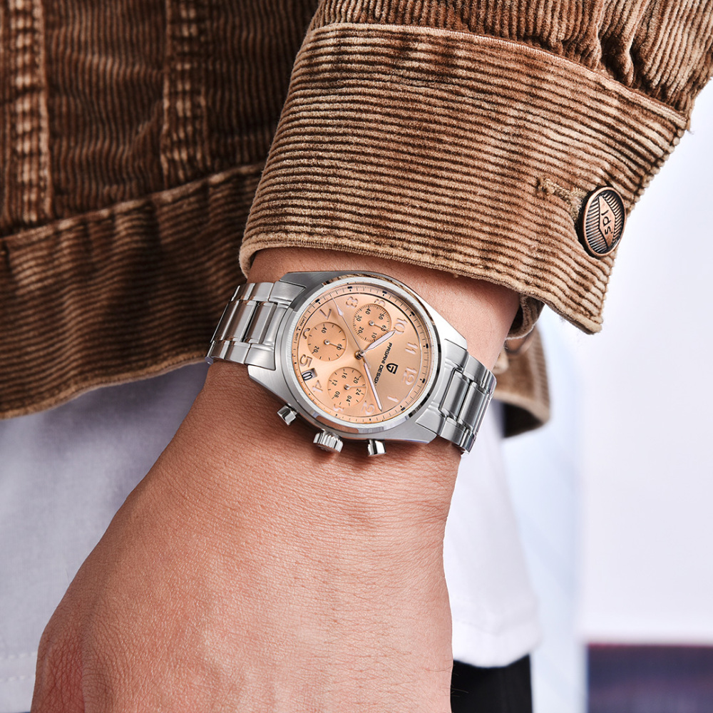 PAGANI DESIGN PD-1773 Men's Chronograph Quartz Watches 38MM Stainless Steel Elegant Sports Wristwatch VK63 Movet AR Sapphire Glass