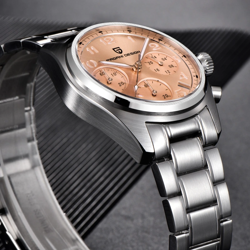PAGANI DESIGN PD-1773 Men's Chronograph Quartz Watches 38MM Stainless Steel Elegant Sports Wristwatch VK63 Movet AR Sapphire Glass