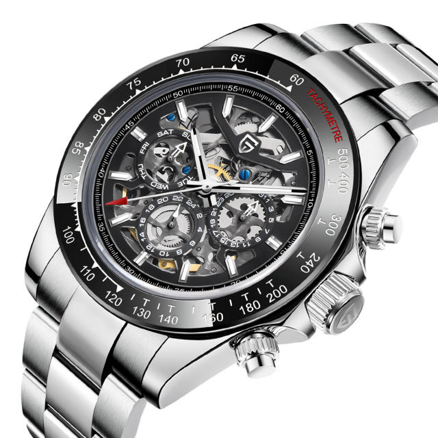 PAGANI DESIGN PD1777 Automatic Men's Watches 40mm full Stainless Steel Skeleton Mechanical Wrist Watch for Men