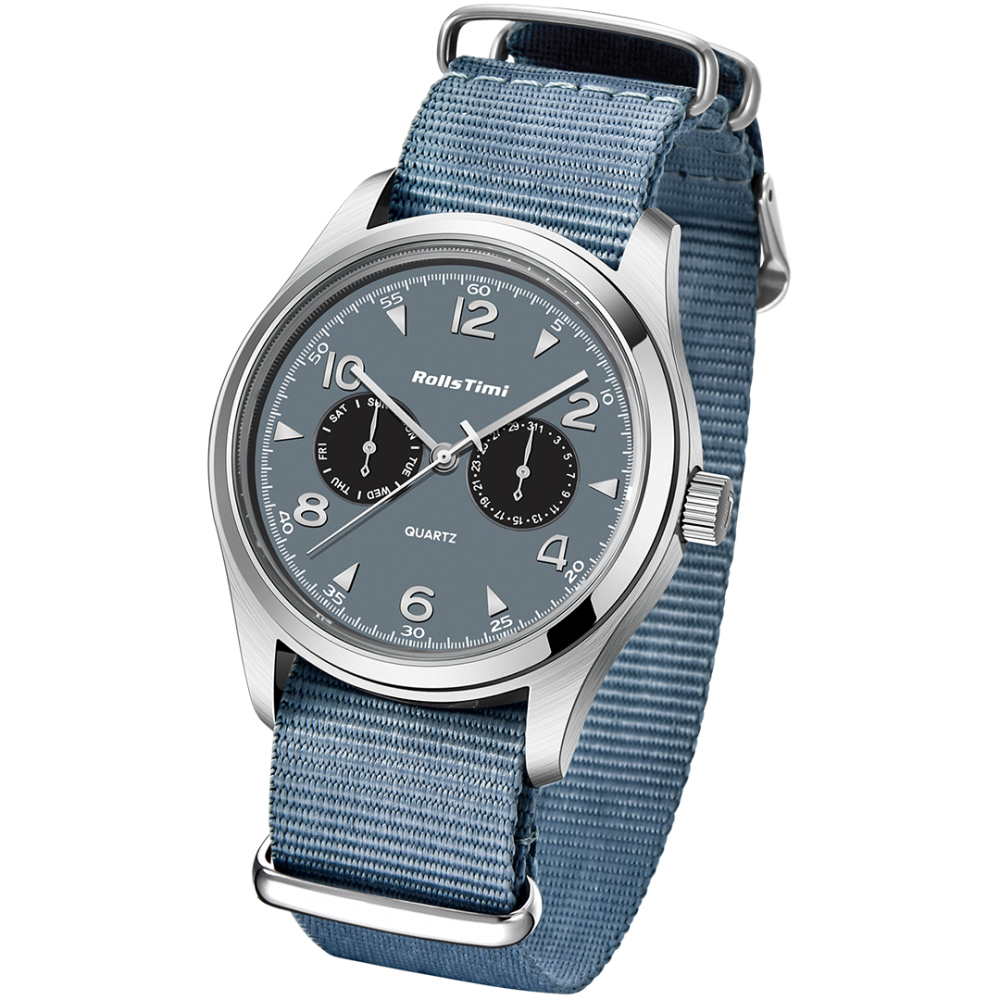 RollsTimi RT7903 Classic Quartz Men's Watches Fashion Sports Wristwatch with Nylon Watchband