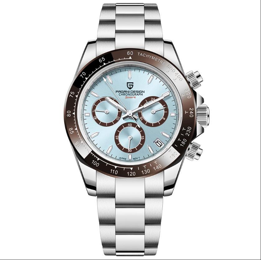 PAGANI DESIGN PD-1644 New Men's Quartz Watches Chronograph Sports Wrist Watch with VK63 Movement Sapphire Ceramic Bezel Waterproof Stainless Steel Strap