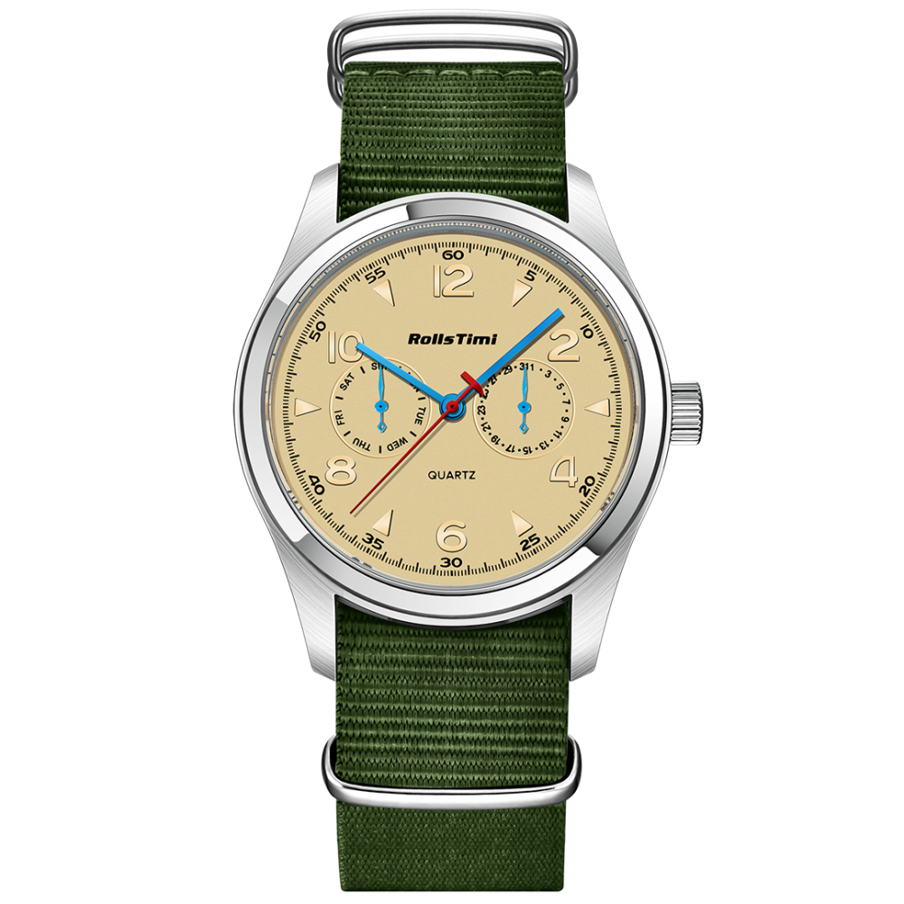 RollsTimi RT7903 Classic Quartz Men's Watches Fashion Sports Wristwatch with Nylon Watchband