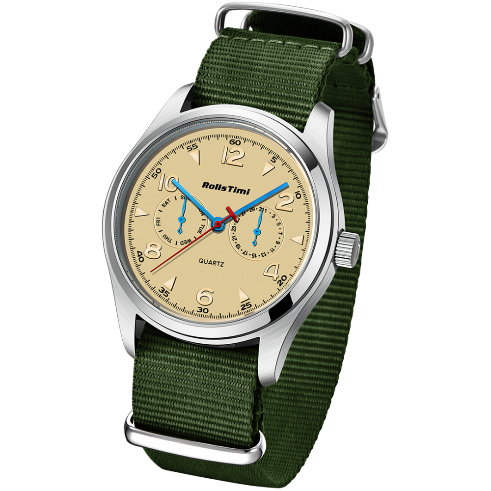 RollsTimi RT7903 Classic Quartz Men's Watches Fashion Sports Wristwatch with Nylon Watchband