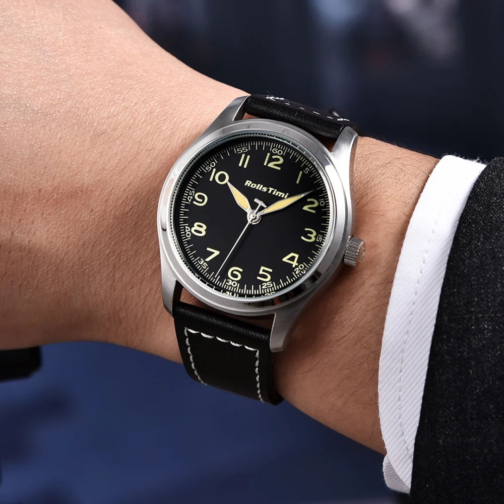 RollsTimi RT7901 Men's Quartz Watches Casual Pilot Sports Leather