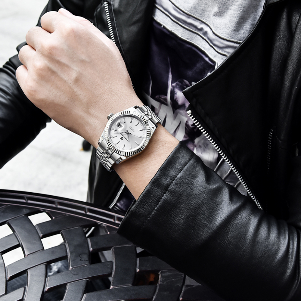 PAGANI DESIGN PD-1645 Men's Automatic Watches Business Mechanical Wrist Watch with Jubilee Bracelet NH35A Movement 100M Waterproof Full Stainless Steel Stap