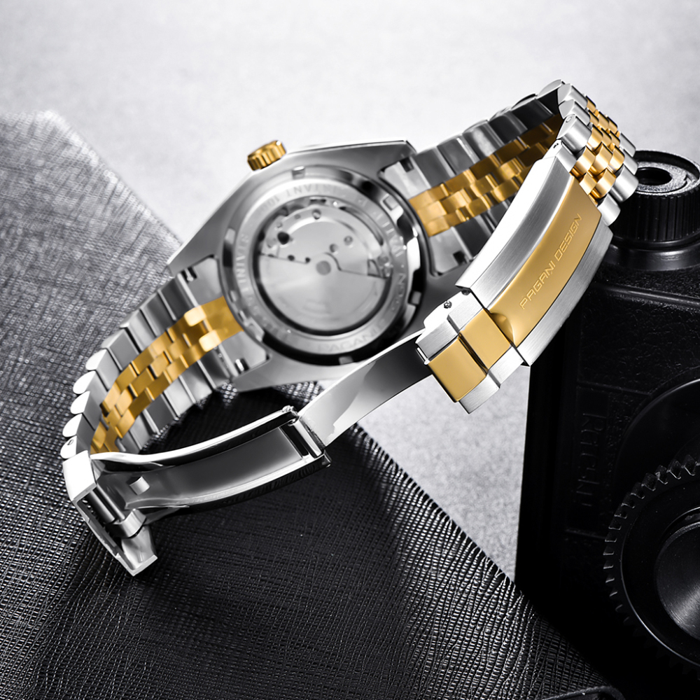PAGANI DESIGN PD-1645 Men's Automatic Watches Business Mechanical Wrist Watch with Jubilee Bracelet NH35A Movement 100M Waterproof Full Stainless Steel Stap