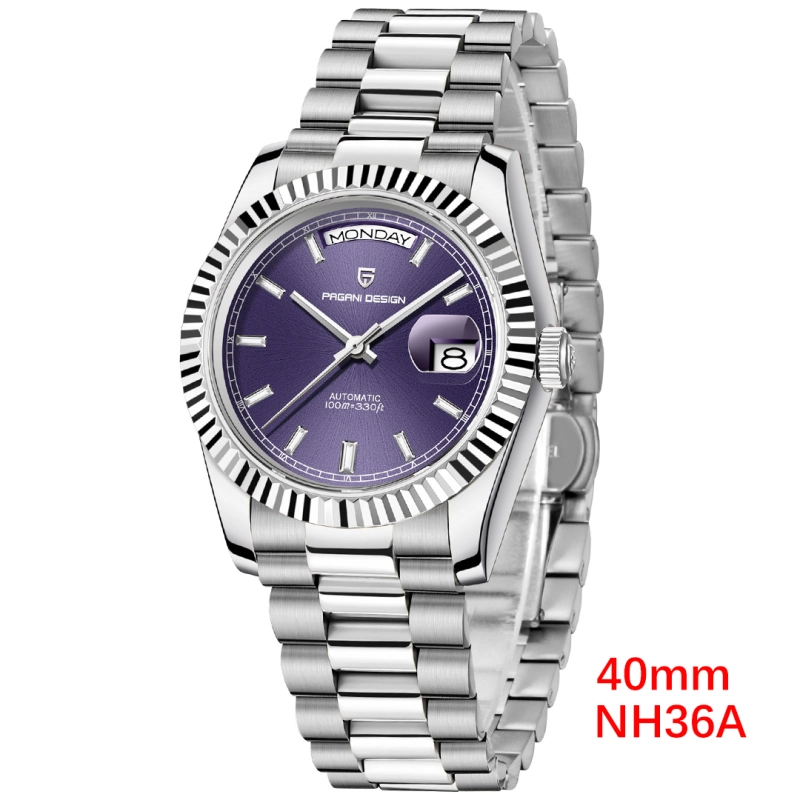 PAGANI DESIGN PD-1783 Men's Automatic Watches 40mm NH36A Mechanical Stainless Steel Luxury Wrist Watch for Men 100M Waterproof AR Coating
