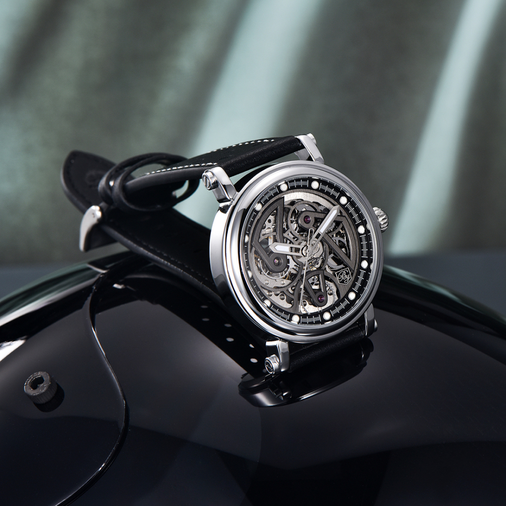 BENYAR BY5202 Men's Automatic Watches 40mm Skeleton Stainless Steel Fashion Wrist Watch for Men Leather Watchband