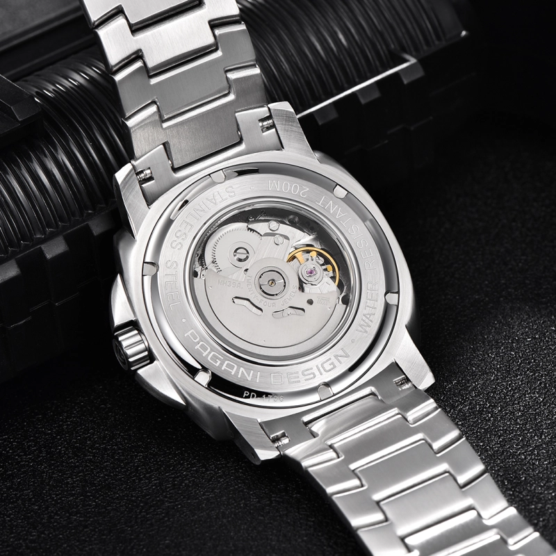 PAGANI DESIGN PD-1736 Men's Automatic Watches Unique Square Stainless Steel Mechanical Wrist Watch for Men Nylon Watchband 100M Waterproof