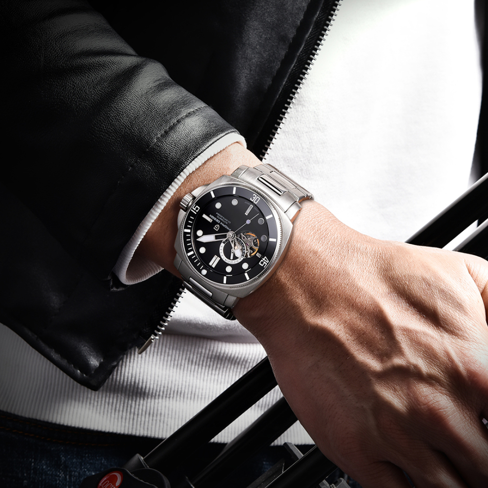 PAGANI DESIGN PD-1736 Men's Automatic Watches Unique Square Stainless Steel Mechanical Wrist Watch for Men Nylon Watchband 100M Waterproof