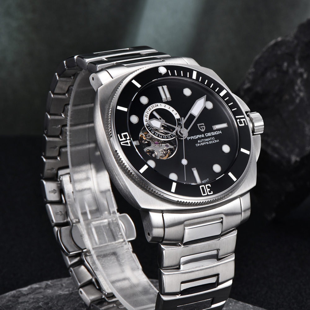 PAGANI DESIGN PD-1736 Men's Automatic Watches Unique Square Stainless Steel Mechanical Wrist Watch for Men Nylon Watchband 100M Waterproof