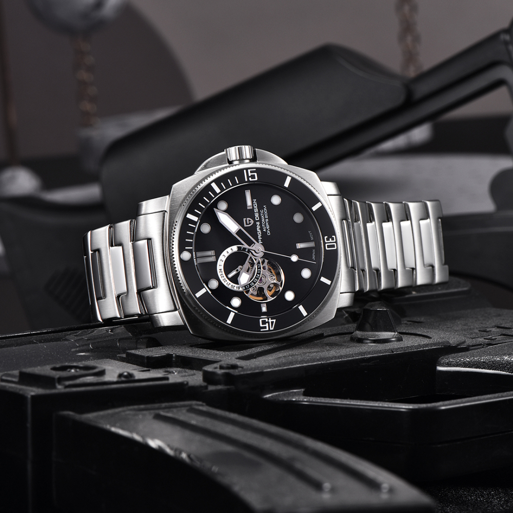 PAGANI DESIGN PD-1736 Men's Automatic Watches Unique Square Stainless Steel Mechanical Wrist Watch for Men Nylon Watchband 100M Waterproof