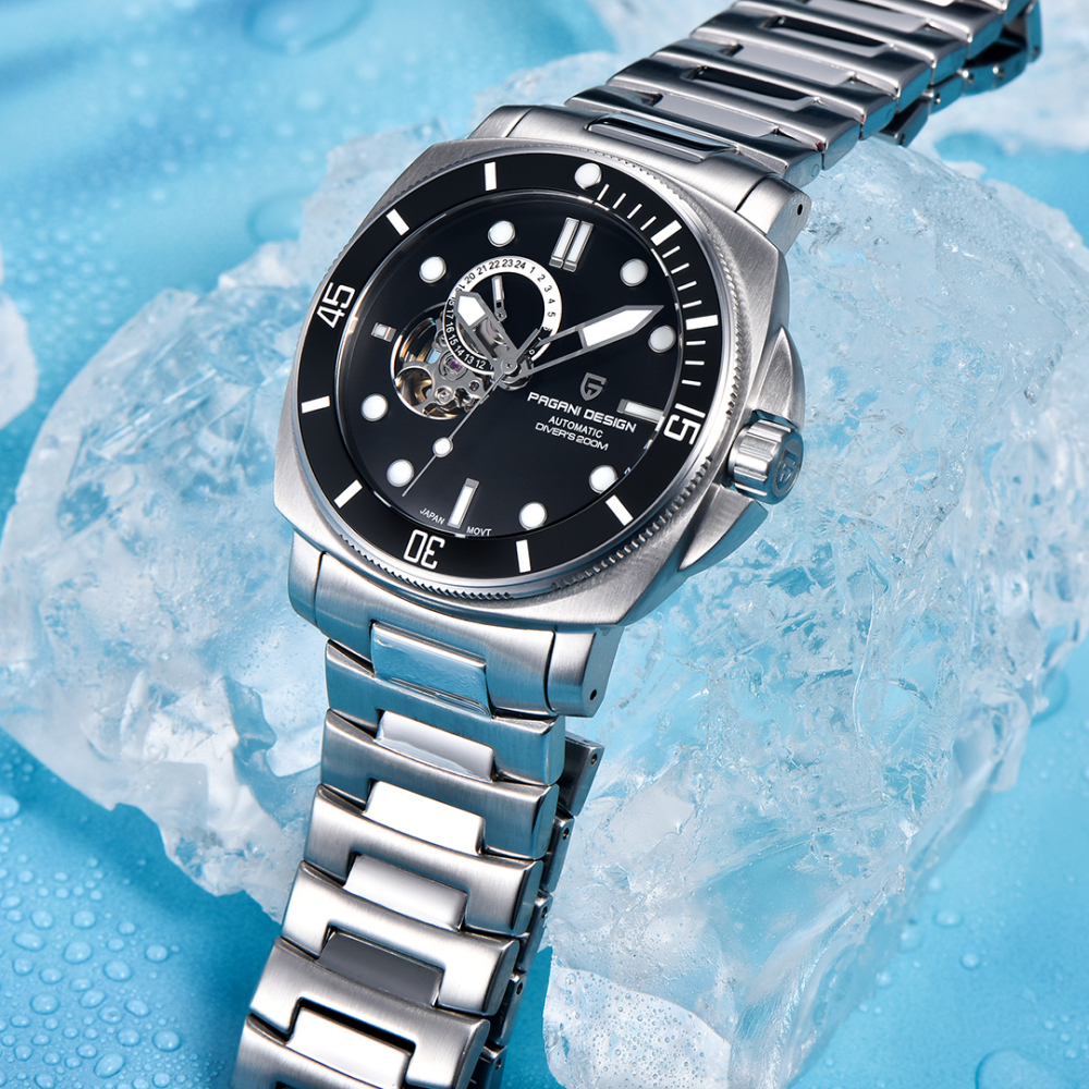 PAGANI DESIGN PD-1736 Men's Automatic Watches Unique Square Stainless Steel Mechanical Wrist Watch for Men Nylon Watchband 100M Waterproof